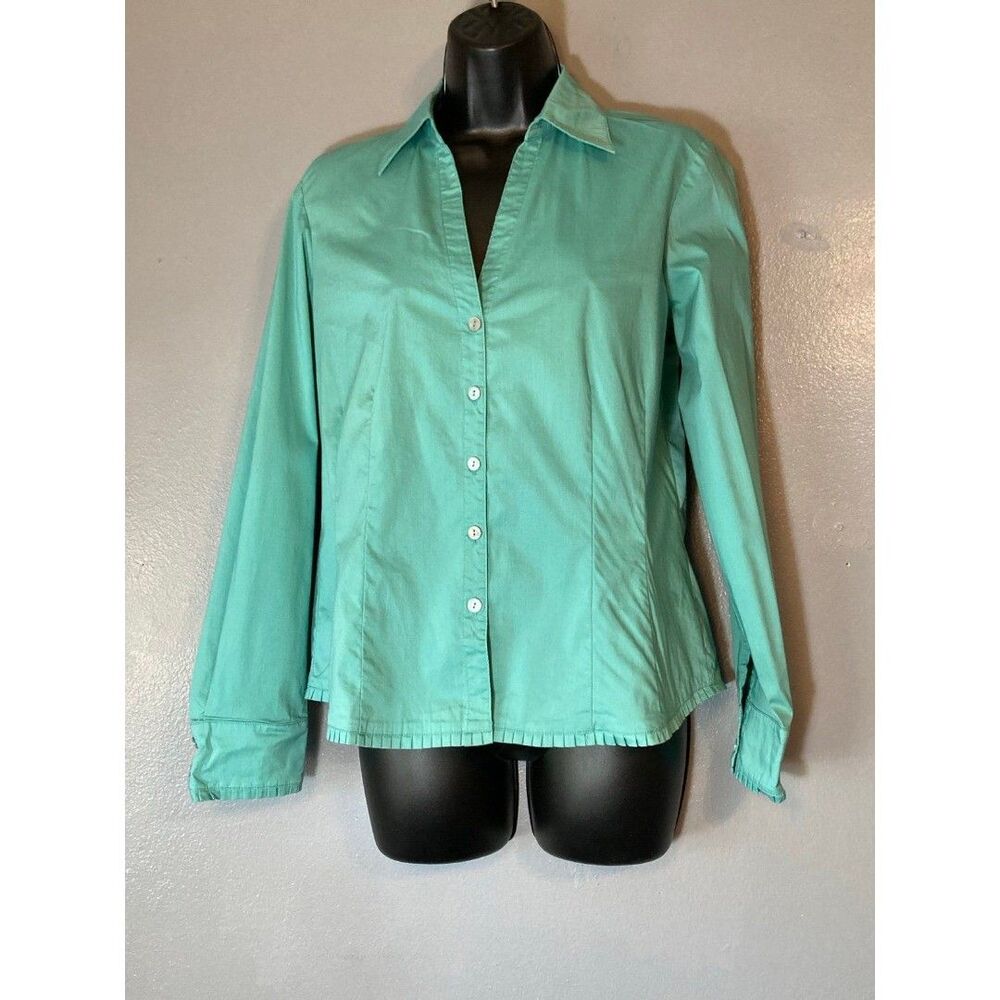 Rafaella green button up blouse